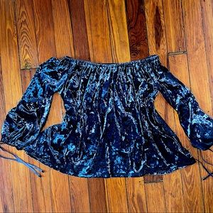 Blue Velvet Flowy Top